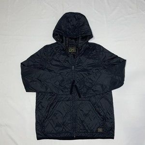 Obey Quilted Lightweight Puffer Jacket Men’s Large Full Zip Hooded Black